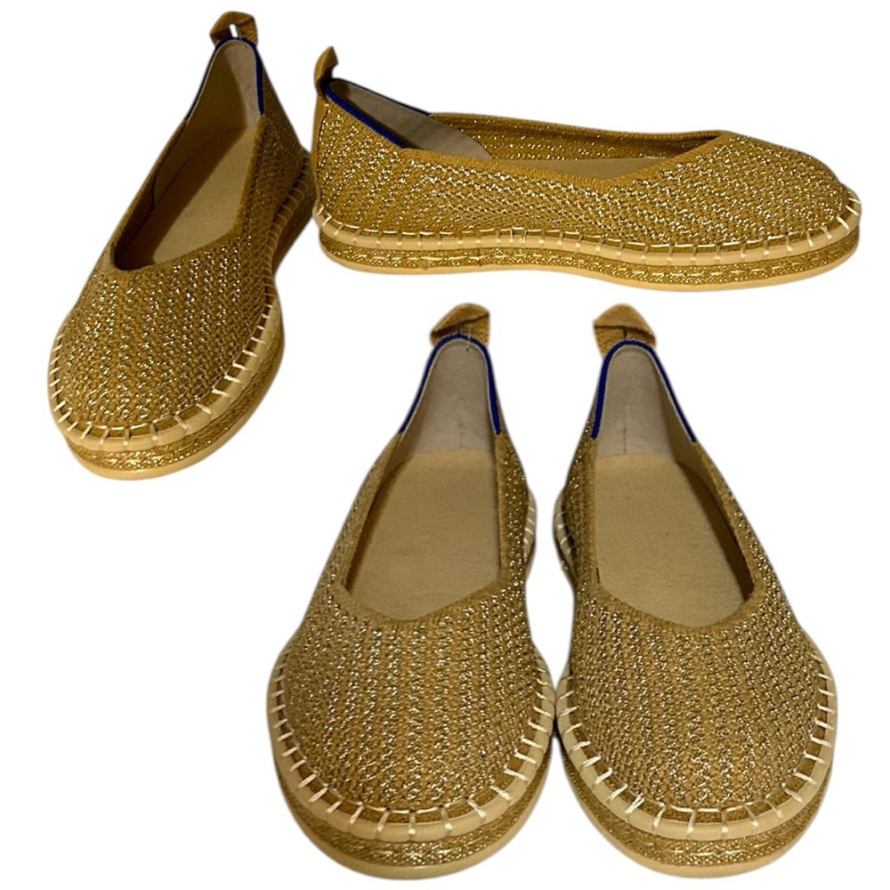 Rothy's The Espadrille Gold Stripe Flat Slip On Shoes - Picture 6 of 11